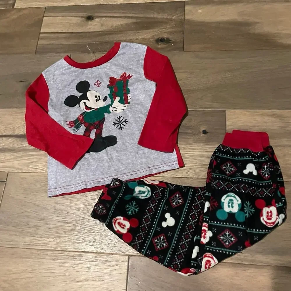 Disney Mickey Mouse Christmas Pajama Set Size 4 Cozy Festive